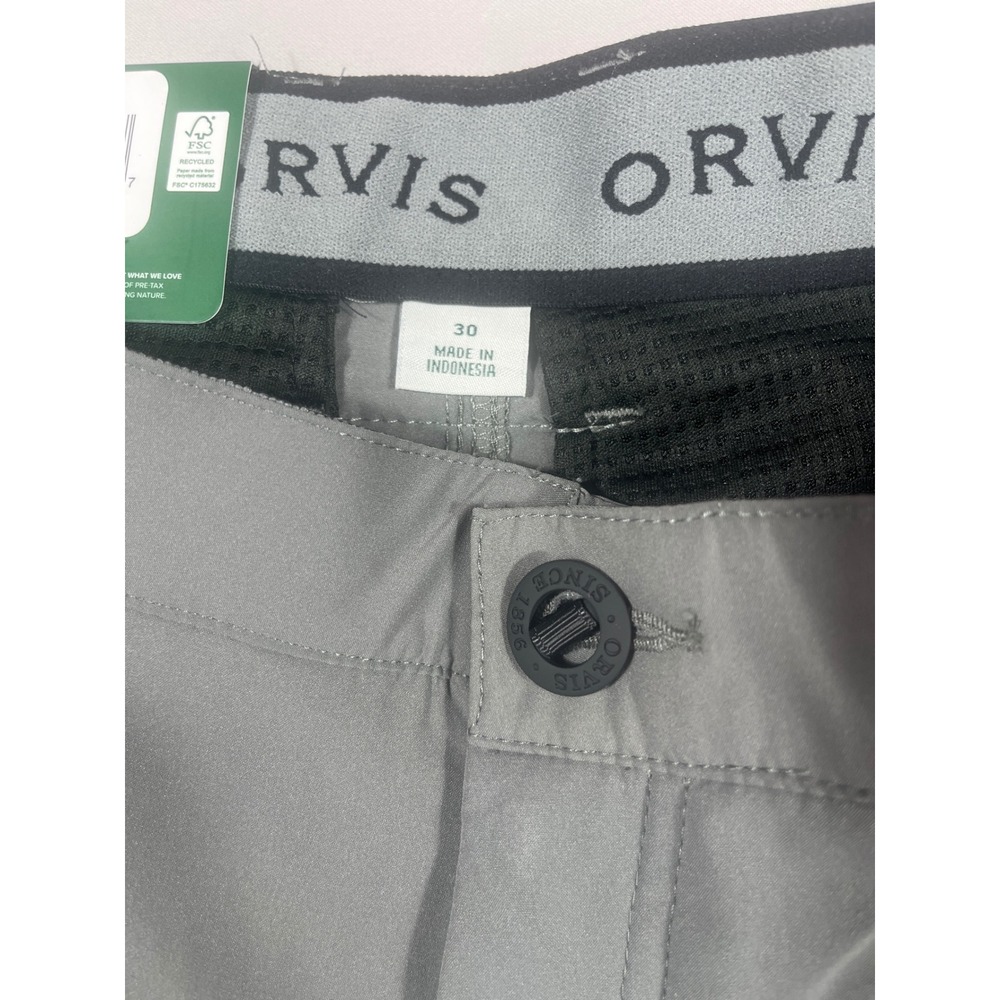 Orvis Mens Tech Shorts Gray Outdoor Hiking Fishing Stretch Size 30 NEW - Picture 2 of 3